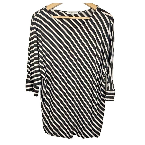 Green Envelope Tops - Green Envelope Womens 1X Stripe 3/4 Dolman Sleeve Black White Tunic Blouse Shirt